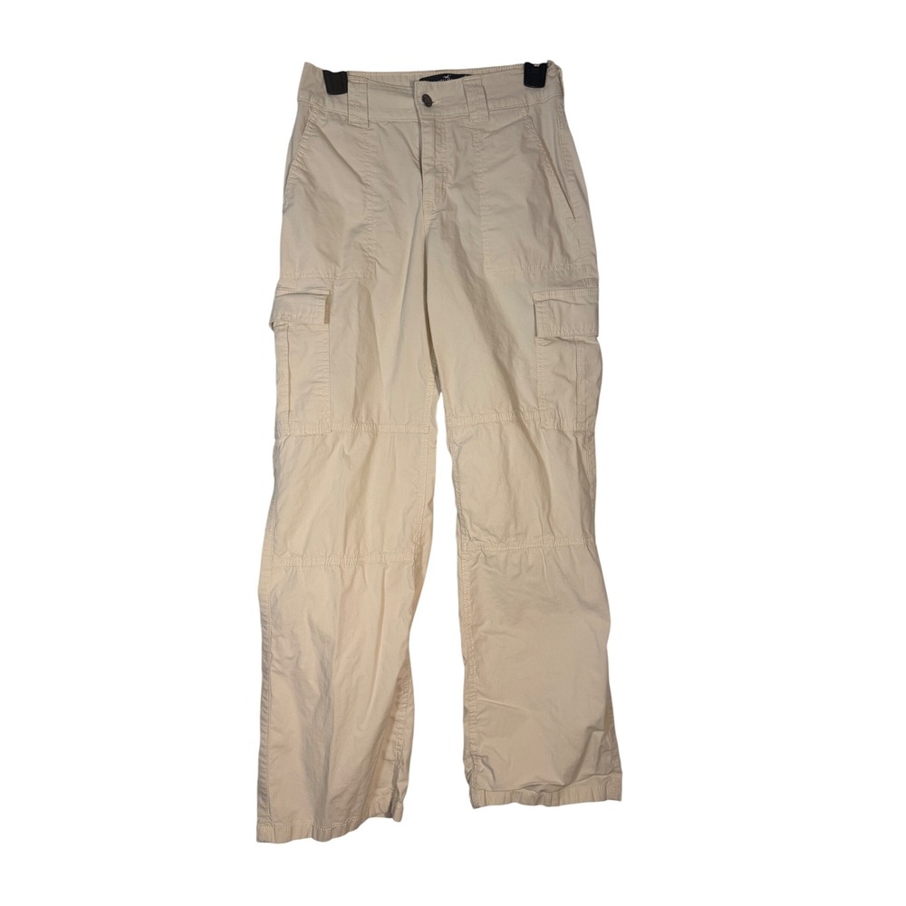 Hollister High Rise Baggy Cargo Pants Tan Khaki W24 L30 Utility Y2K Relaxed